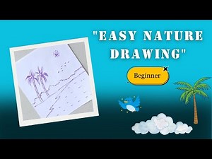 Easy Nature Drawing For Beginners 🌴 | step by step nature scenery drawing 2025 ✨