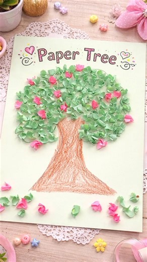 Beautiful paper tree 🌳 #diy #paperwallcraft #papercraft #art #short #ytshorts #kidsactivity