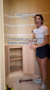 Part 3 of the pantry project 🛠️ This step is all about filling the gaps between the lower cabinets without making the pantry feel bulky. I’m using pre-fabricated cabinet end panels so the height, wood tone, and finish all blend seamlessly at the base. I also chose upper cabinets on the lower run on purpose. I didn’t want extra depth eating into the pantry walkway, and this keeps everything feeling lighter and more functional. Follow along for Part 4 to see if this plan works… or if I pivot. #Pa