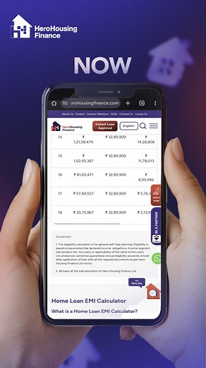 Plan your dream home with our seamless loan calculator and find the best financing options effortlessly.​ ​ #HeroHousingFinance #SmartHomeLoans #EasyCalculations | Hero Housing Finance