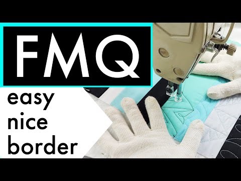 Free Motion Quilting Beginners: Easy triangle and loops Border Design on Domestic home Machine