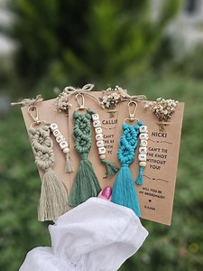 Personalized Macrame Keychain: Bridesmaid Proposal Gift - Etsy