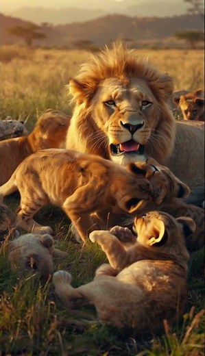 Realistic Lion Family Playing in the Wild Stunning 16K Cinematic Wildlife Video #lion #wildlife
