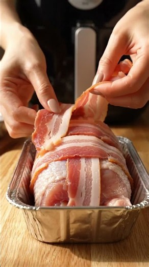 Bacon Wrapped Chicken Roll #airfryer #food #recipe #cooking