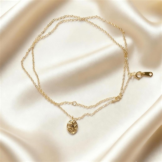 Gold Leaf Pendant Necklace, Dainty Botanical Jewelry Gifts for Her - Etsy