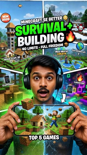 Minecraft Se Bhi Better 5 Games 😳 Jo Mobile Me Full Survival + Building Denge 🔥