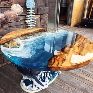 Custom Made Top Ocean Wave Epoxy Resin Coffee Table, Counter Desk Table, Mid Century Modern Art, Hallway Furniture Table, Garden Table Decor - Etsy