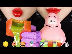CRUNCH MARSHMALLOW, WAX CANDY HONEY JELLY ASMR EMOJI FOOD ASMR 🍔