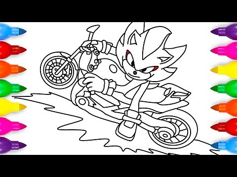 Sonic The Hedgehog 3 Movie Shadow Motorcycle Coloring Page