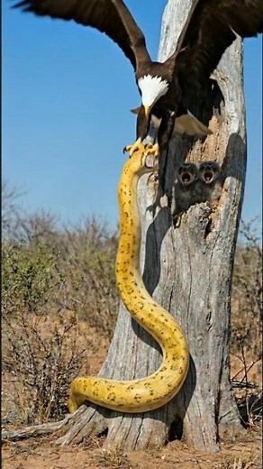 Eagle saves Owl Chicks from Snake attack #animals #wildlife