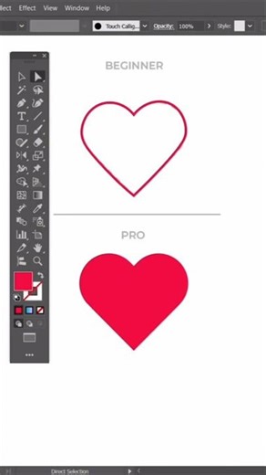 Heart Shape in Illustrator | Beginner vs Pro 🔥