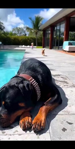 Tiny Puppy Acts Tough… Big Dog Drops the Truth!”#FunnyDogs #PuppyFails #DogComedy #BigDogVsSmallDog #CutePuppies #PoolPrank #BackyardDogs #PuppyLaughs | funnybird
