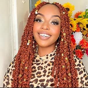 Beverlee Ginger Butterfly Locs Crochet Hair 20 Inch Distressed Faux Locs Pre-looped 350 Goddess Locs Crochet Braids Handmade Extended Soft Locs For Women Extensions (6 Pack 350#)