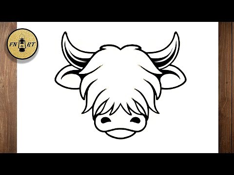 How to draw a highland cow face easy step by step