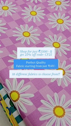 CRUNKY FUNKY on Instagram: "5000+ vibrant fabric designs waiting for you 🌈✨ 👗 Repeat customers – don’t miss our Wholesale Discounts for the best savings! 🛍️ New customers – start your fabric sourcing journey today. Shop for just ₹2500/- and grab 25% OFF with code CF25 🎉 Your fabric. Your style. Your Crunky Funky ❤️ #CrunkyFunky #FabricKaGodown #PrintedFabrics #FabricLove #WholesaleFabrics"
