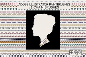 18 Vector Chain Brushes Illustrator, a Brush Add-On by Pickover Designs