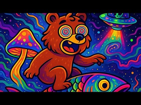 🐻🍄 Bear Trips on Magic Mushrooms and Meets Alien Fish 👽🐟 | Psychedelic Cartoon