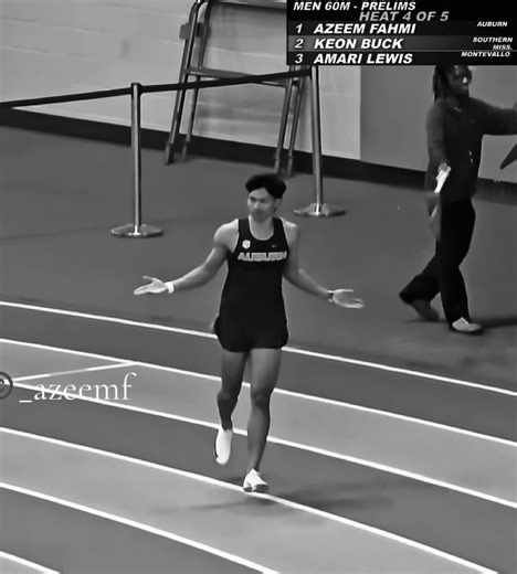 that running form🤯😮‍💨Azeem Fahmi preliminary 60m heats #azeem #azeemfahmi #auburn #trackandfield #auburntigers