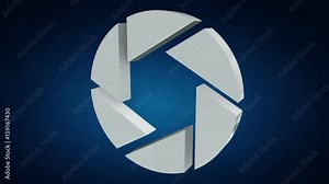 Aperture iris diaphragm logo rotate. Diaphragm like circular symbol for photography, technology logotype. Available in HD video 3d render footage. Alpha matte channel included. Stock Video