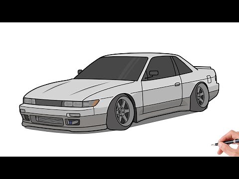 How to draw a NISSAN SILVIA S13 1989 / drawing nissan silvia s 13 stance car 1994