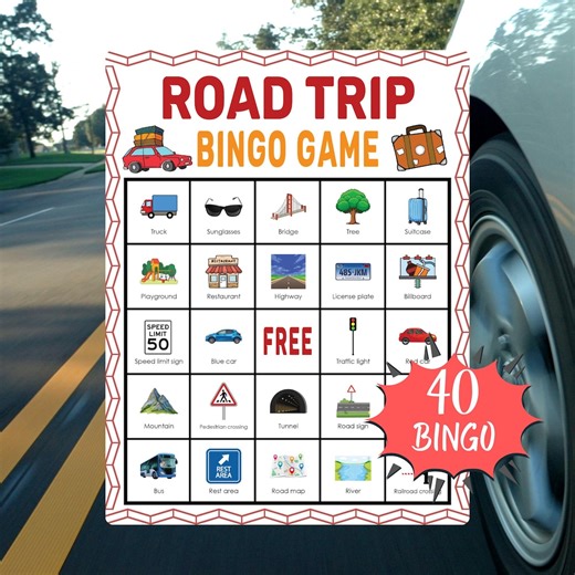 Road Trip Bingo Game Printable Travel Activity for Kids Family Car Rides Vacations Homeschool Learning and Screen Free Fun - Etsy