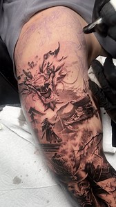 Japanese Dragon and Samurai Fullsleeve Tattoo 🔥 | Karlvtattoo