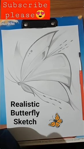 Realistic Butterfly Sketch 🦋 #artist #sketch