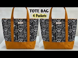 How to make reusable Tote bag with 4 Pockets / Shopping Bag Sewing Tutorial / how to make cloth bags