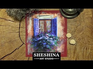 How to draw a flower box on a window with soft pastels 🎨 Architecture elements