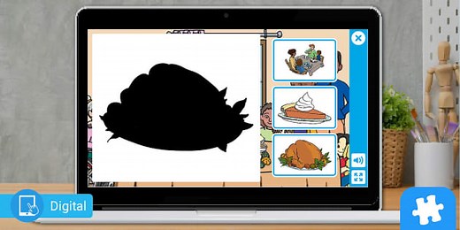 Fun Interactive Thanksgiving Shadow Matching Puzzle Game