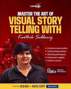 Struggling to break into filmmaking? You've got the passion but no clear path, no mentor and no idea where to start. ✅ Learn from someone who’s been exactly where you are - and made it big. Director Karthik Subbaraj, the mind behind Jigarthanda, Mahaan, and Pizza, breaks down his journey, techniques, and storytelling process in this exclusive masterclass. 🎥 Trusted by 10,000 learners on Level Up Learning and rated among the top 1% of masterclasses. 🚨 Only 500 seats available. 🕒 Enrollment clo