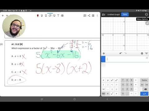 2025 Algebra 1 STAAR Released Test Q#20 - A1.10.E [R]