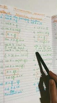 ### shorts ### Principal solutions of trigonometric equation chapter 3 class 11th maths ###
