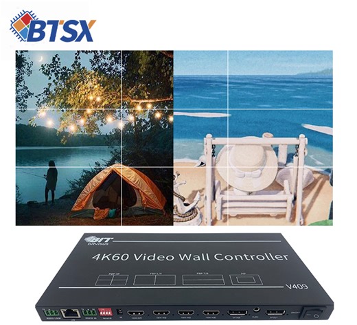 4K CEC & Web Control Matrix Video Wall Processor 4-in 9-out TV Display Controller 4 HDMI Multi-viewer Video Wall Controller
