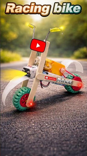 Powerful RC Bike 🥏🏍️🏍️😱 Dc motor home made #diy #ytshorts #craft