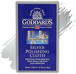 Goddard's Silver Polishing Cloth for Jewelry, Remove Tarnish on Plated or Sterling Silver, Gold, Antiques, and Leaves Tarnish Protection, 1 Cloth