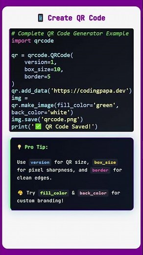 Python QR Code Generator in 30 Seconds! | python qrcode library 🔥 #Shorts #Codingpapatutorial