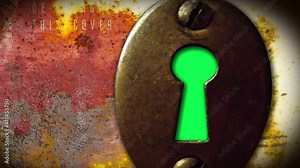 4k animation - Key Hole With Green Screen From Outside