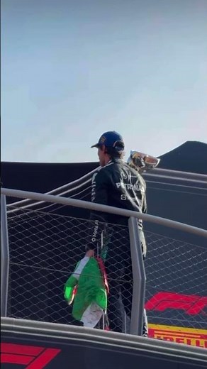 Kimi Antonelli enjoying Monza Podium with Max Verstappen & Tifosi