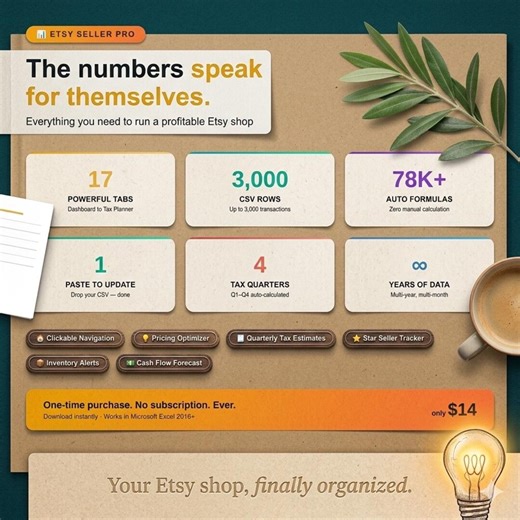 Etsy Seller Pro | Excel Spreadsheet Tracker | Income Expenses Tax Planner Dashboard | CSV Import | Profit Tracker | Etsy Shop Finance Tool - Etsy