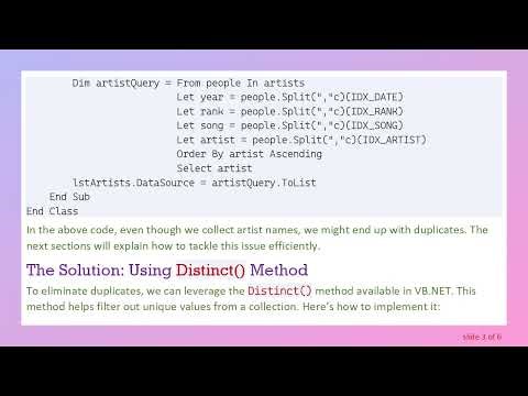 How to Remove Duplicate Values in a Listbox DataSource Using VB.NET