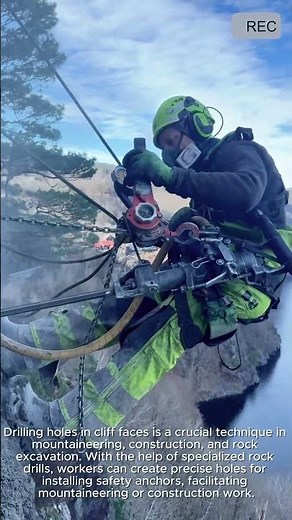 Safe Rock Drilling on Cliff Guide #viral #tools #drill #creative
