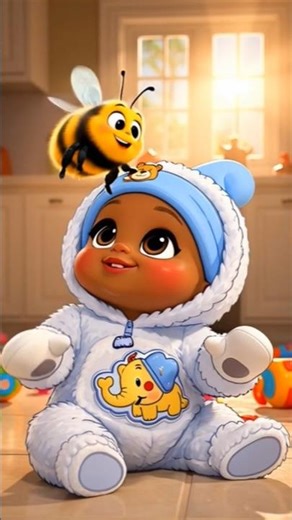 Baby Nelina just met the cutest buzzing friend ever! 🐝👶 I am bumble bee