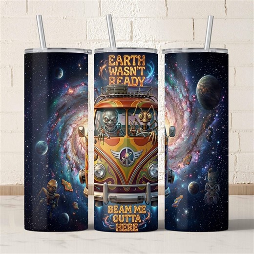 Psychedelic Alien Van Tumbler Wrap • Cosmic Hippie Space PNG • Retro UFO Sublimation Design - Etsy