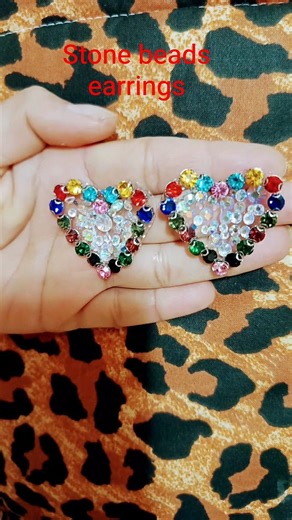 DIY heart shaped earrings| handmade stone beads earrings #diy #earrings #shorts