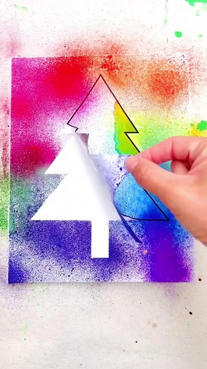 Watercolor Spray Paint Christmas Trees Tutorial