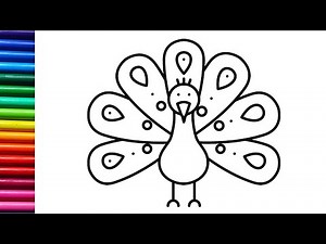 How to draw and color Peacock for kids and toddlers| Drawing peacock step by step easy