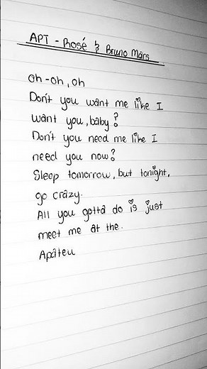 Don't you want me like I want you baby Lyrics APT - ROSE & BRUNO MARS #trending #shorts #viralvideo