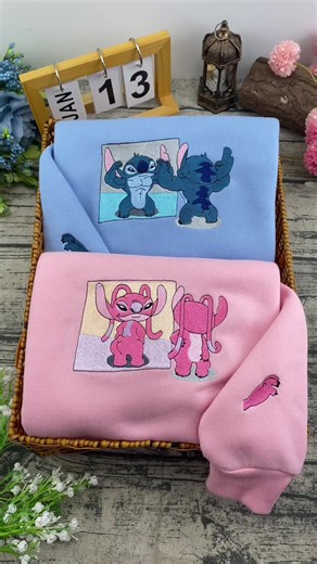 Stitch and Angel's Love Reflected in Embroidery