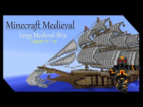 Minecraft Medieval Builds - Large Ship Tutorial - Part 2 of 7 - How to Build a Medieval Ship